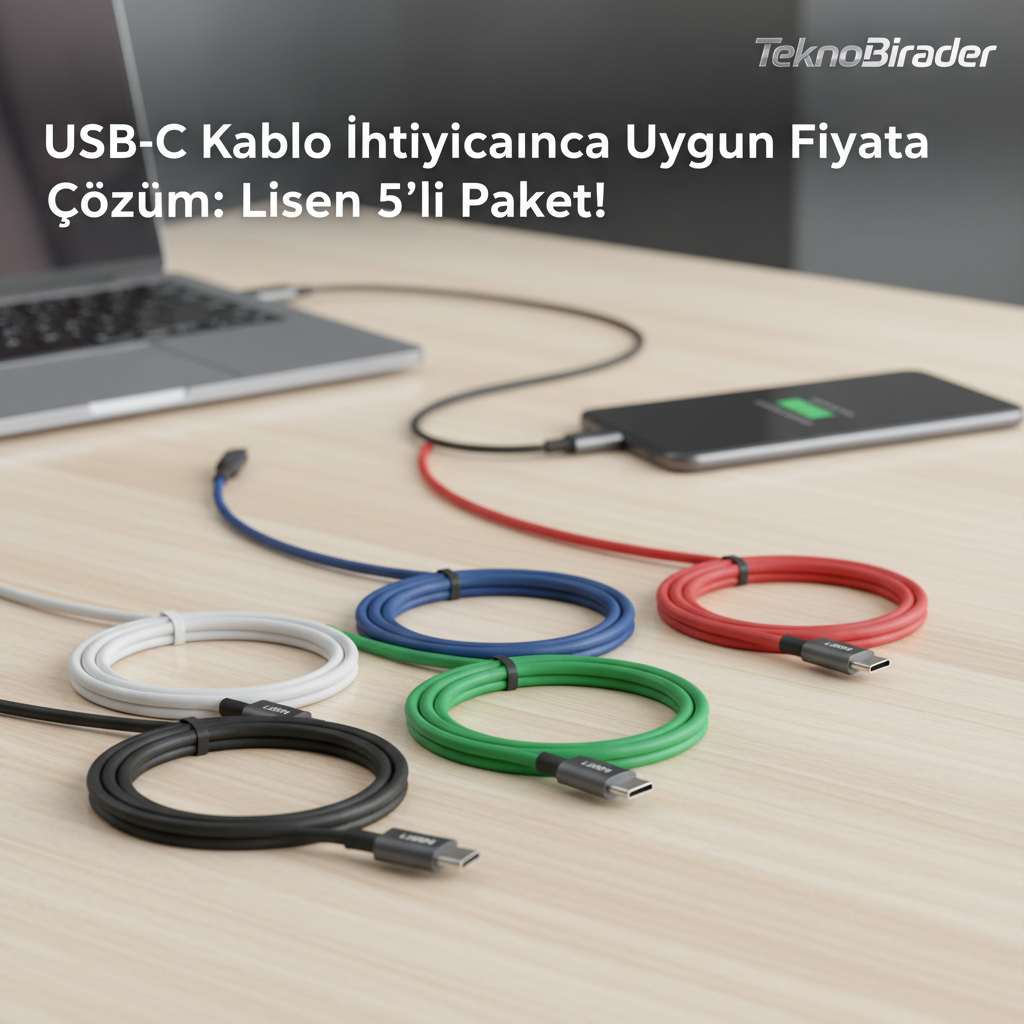 USB-C Kablo İhtiyacınıza Uygun Fiyata Çözüm: Lisen 5’li Paket!